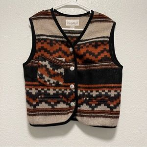 Vintage Tangibles Wool Vest Unisex Size M Western Print Made In India Gift
